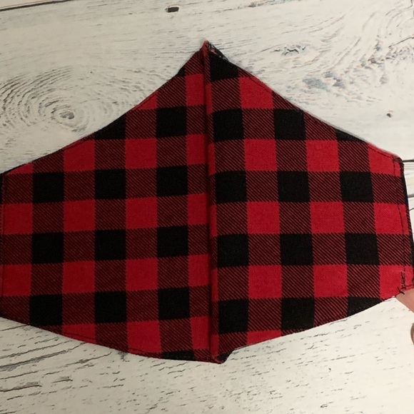 Adult Face mask rustic fall plaid moose winter - Picture 2 of 3
